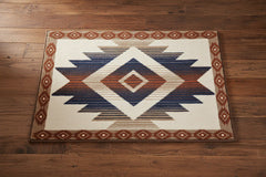 Aztec Blue and Terra Cotta Latex Backed Kitchen/ Bath Rug
