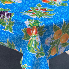 Blue Summer Fruit Oilcloth Tablecloth
